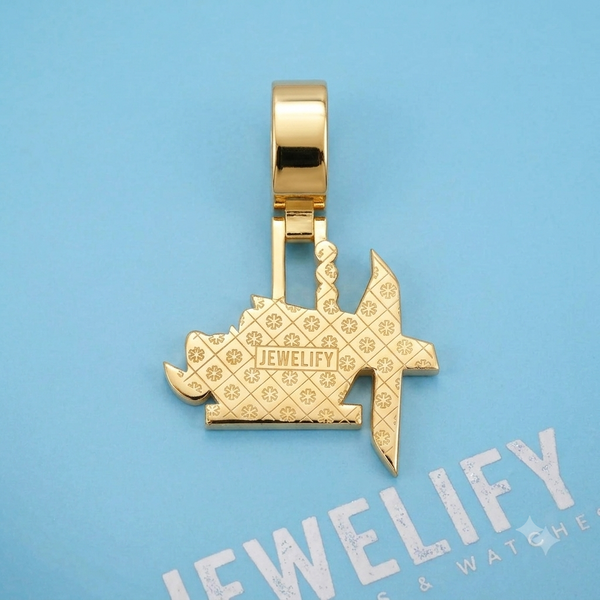 "MOVIE PRODUCTION" Custom Logo Diamond Pendant 14K Pure Gold