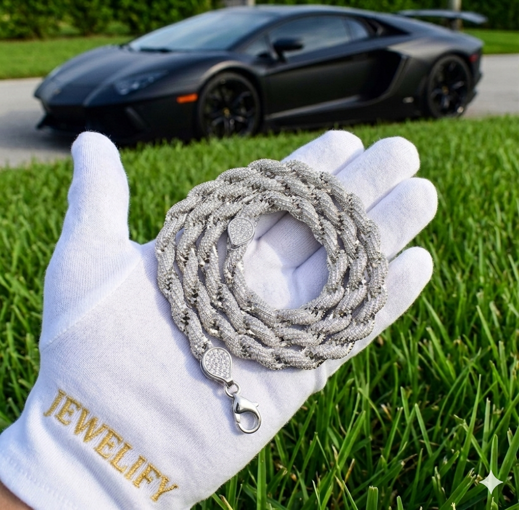 Iced Out 8MM Rope Chain Diamond Tester Certified