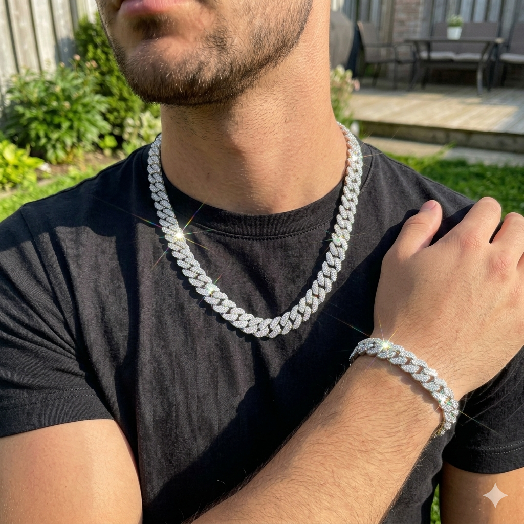 Iced Out Cuban Chain + Bracelet Set