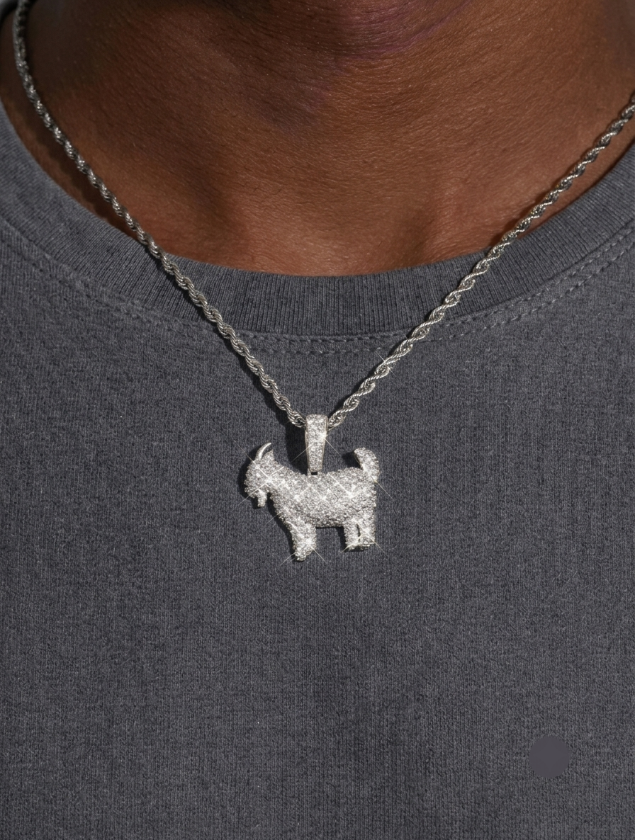 Iced Out Goat Pendant + Free Rope Chain