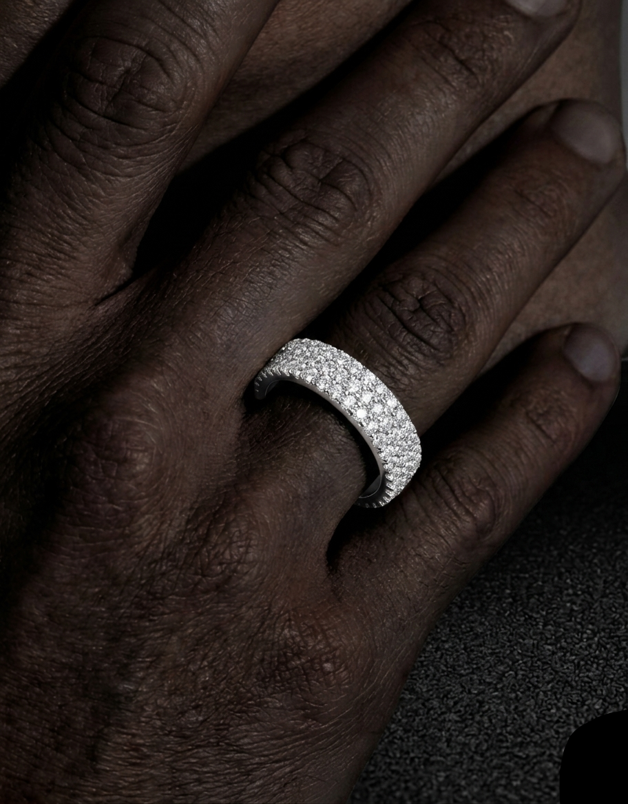 VVS1 Moissinaite 925 Silver Iced Out Cirlce Ring
