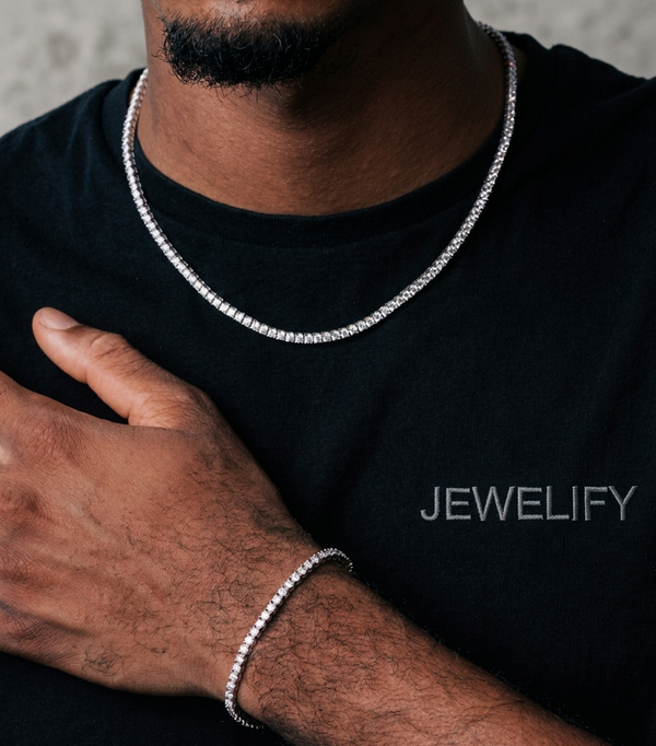 3MM Iced Out Tennis Chain + Free Tennis Bracelet (All Sizes)