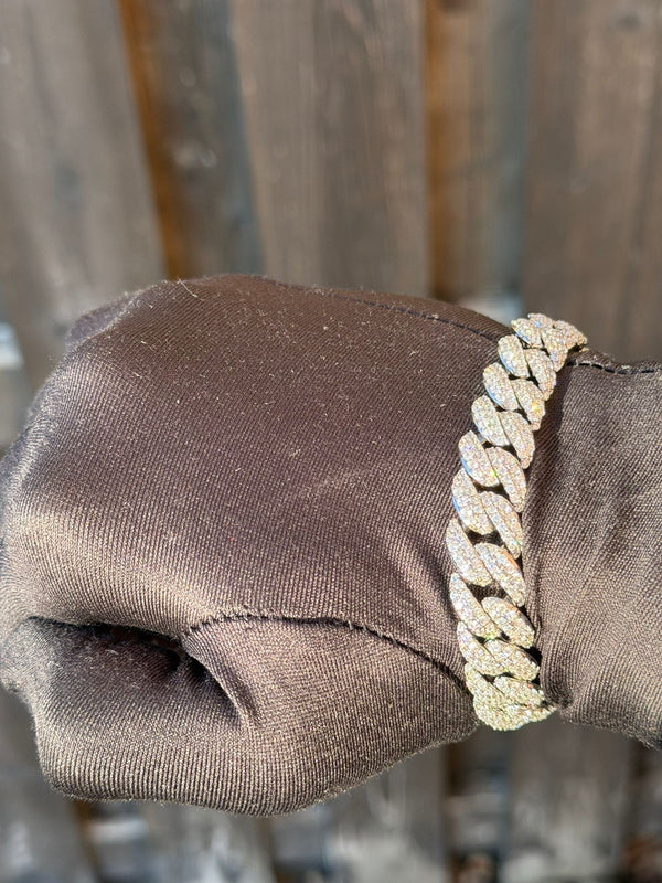 Iced Out 17MM Cuban Link Banana Clasp Bracelet
