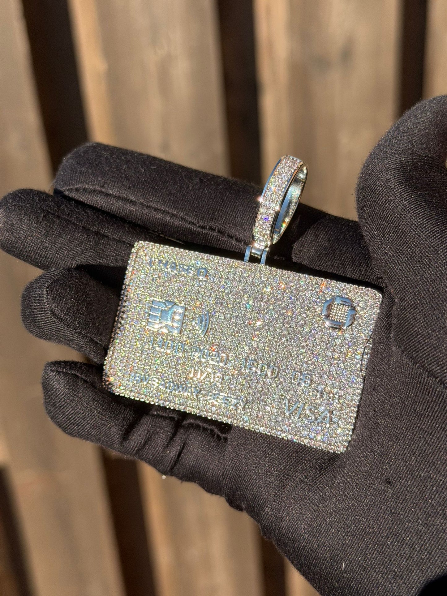 Iced Out Credit Card Pendant Diamond Tester Certfied