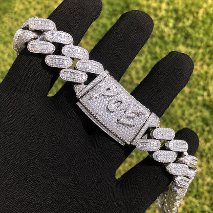 Platinum-Plated Iced Box Clasp Cuban Chain