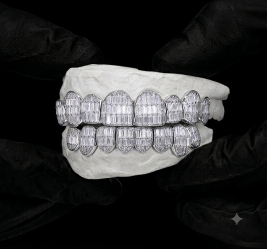 Custom Fully Iced Out Baguette Cut Grillz