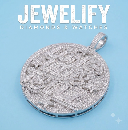 "LONG LIVE TELLZ" Iced Out Diamond Pendant 925 Silver