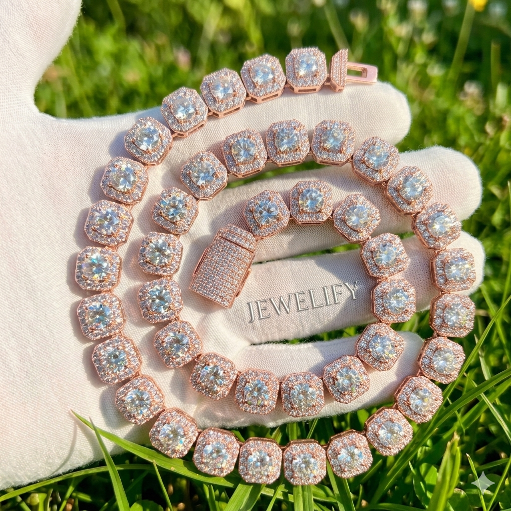 Iced Out Clustered Tennis Chain