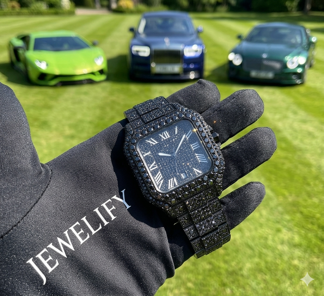Black Diamond Iced Out Watch Roman Numericals 41MM