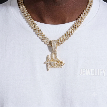 "MOVIE PRODUCTION" Custom Logo Diamond Pendant 14K Pure Gold
