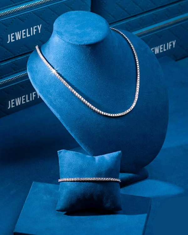 3MM Iced Out Tennis Chain + Free Tennis Bracelet (All Sizes)