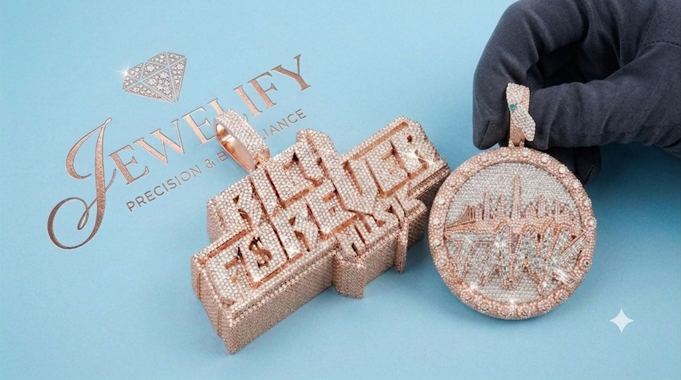 "CITY TANK" CUSTOM ICED OUT 14K ROSE GOLD PENDANT