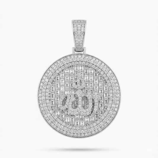 Round Diamond Calligraphy "Allah" Pendant