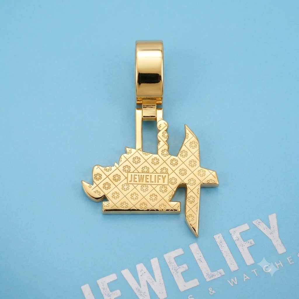 "MOVIE PRODUCTION" Custom Logo Diamond Pendant 14K Pure Gold