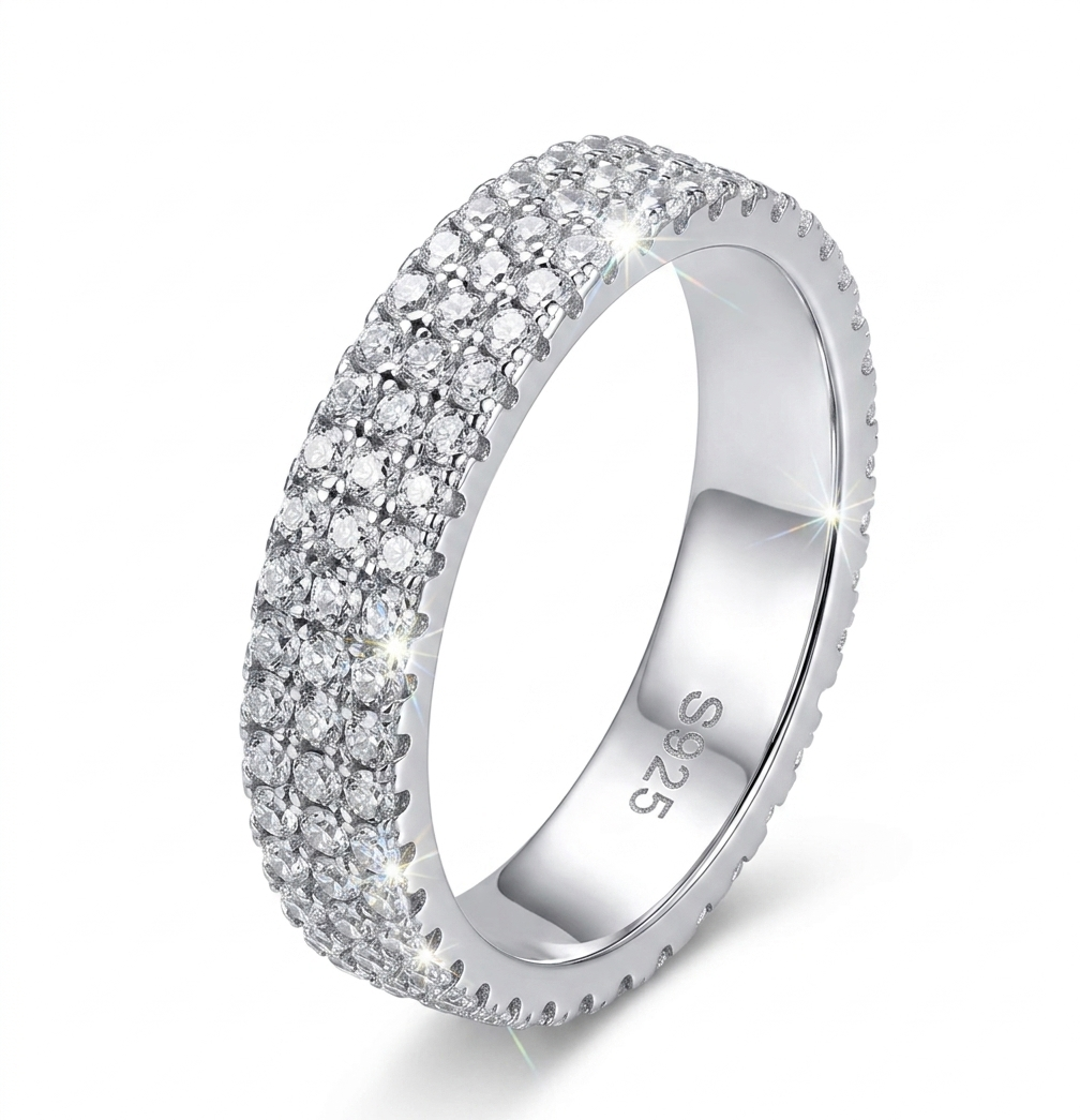 VVS1 Moissinaite 925 Silver Iced Out Cirlce Ring