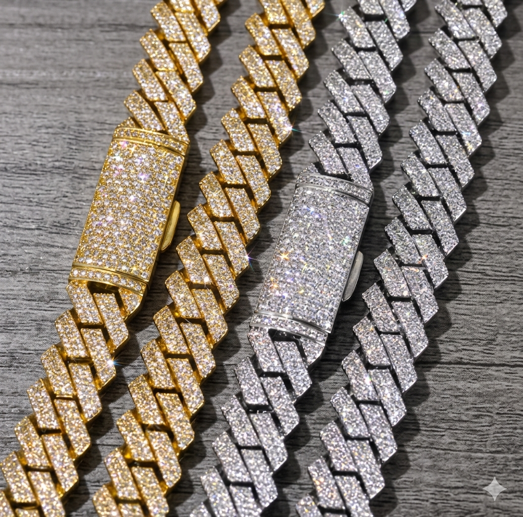12mm "Flooded Vault" Cuban Link Chain — Platinum Finish — [DIAMOND TESTER CERTIFIED]