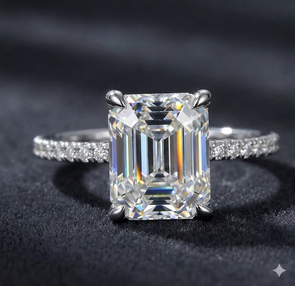 4 Carat VVS1 Moissinaite 925 Silver 18K White Gold Plated Engagement Ring