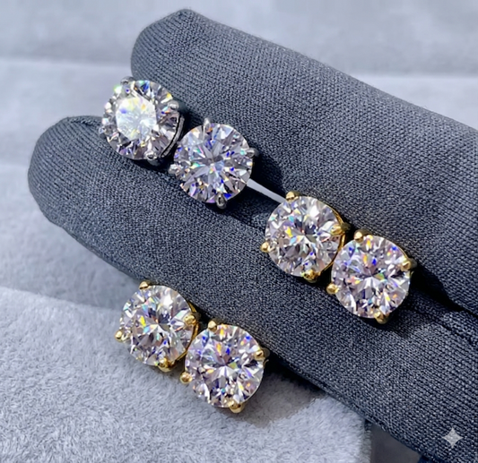 Ultra-Brilliant Round Cut Stud Earrings - Triple Set Multi-Tone Collection