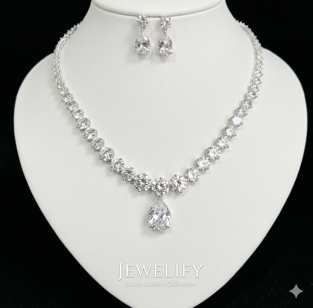 Teardrop V-Neck Ladies Necklace