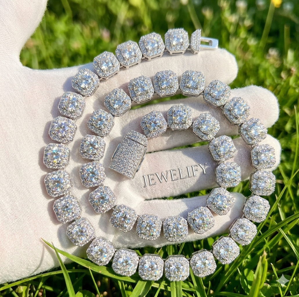 Iced Out Clustered Tennis Chain – Jewelify