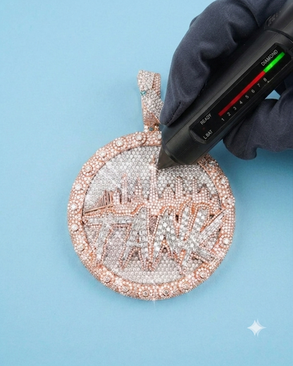 "CITY TANK" CUSTOM ICED OUT 14K ROSE GOLD PENDANT