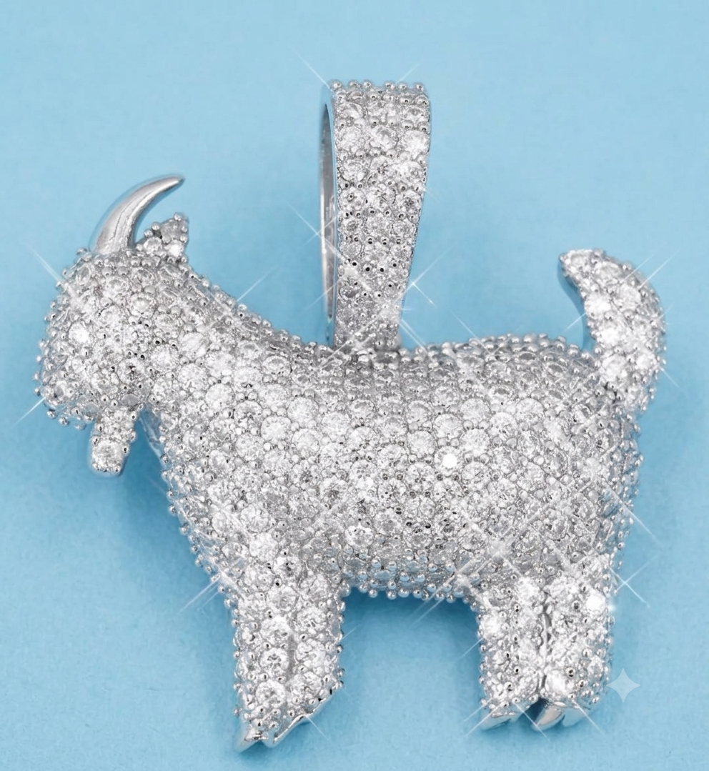 Iced Out Goat Pendant + Free Rope Chain