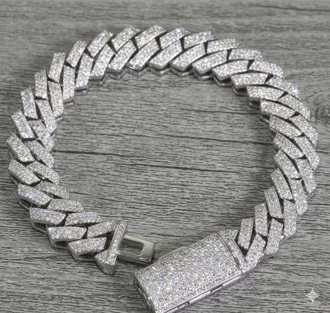 12mm "Flooded Vault" Cuban Link Chain — Platinum Finish — [DIAMOND TESTER CERTIFIED]