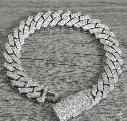 12mm "Flooded Vault" Cuban Link Chain — Platinum Finish — [DIAMOND TESTER CERTIFIED]