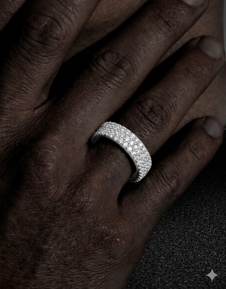 VVS1 Moissinaite 925 Silver Iced Out Cirlce Ring