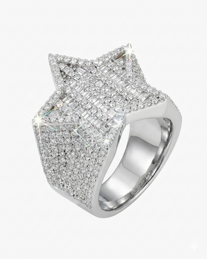 Iced Out 14K Gold 1.5 Carat Moissinaite Star Ring