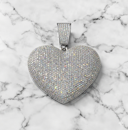 Iced-Out Heart Pendant + Rope Chain