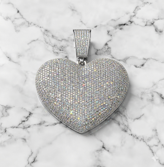 Iced-Out Heart Pendant + Rope Chain