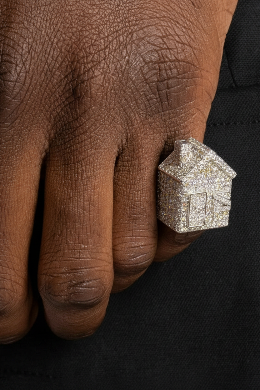 Iced Out Trap House Ring