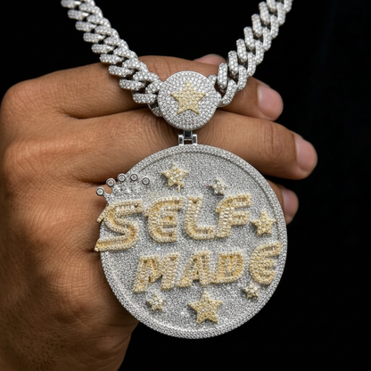 Iced Out Two Tone Yellow Gold Self Made Pendant + Free Rope Chain
